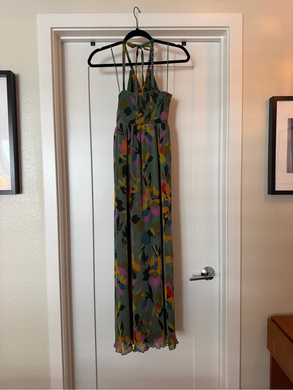 Sincerely Jules Teal Maxi Dress with Floral-ish Accents